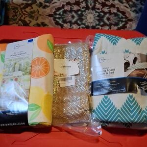 Mainstays Colorful Tablecloth and Blue Ironing Board Cover Set